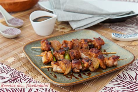 Yakitori De Pollo Con Salsa Teriyaki Receta Japonesa Recetas De