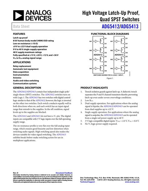 Pdf High Voltage Latch Up Proof Quad Spst Switches Data Sheet