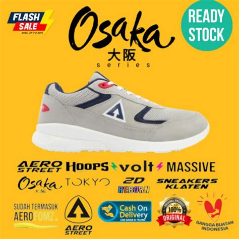 Jual Aerostreet Osaka Abu Navy Sepatu Sneakers Casual Pria Wanita