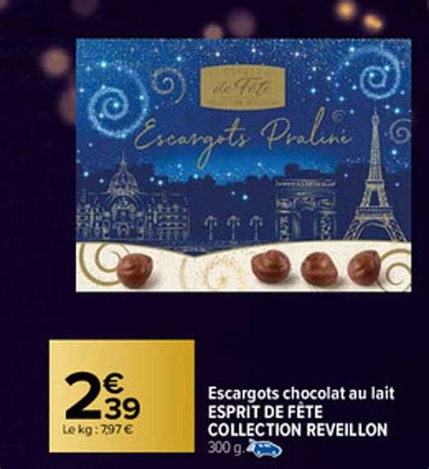 Promo Escargots Chocolat Au Lait Esprit De F Te Collection R Veillon