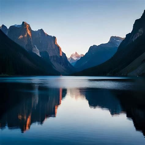 Premium Ai Image A Mountain Lake With A Blue Sky And Clouds Reflected