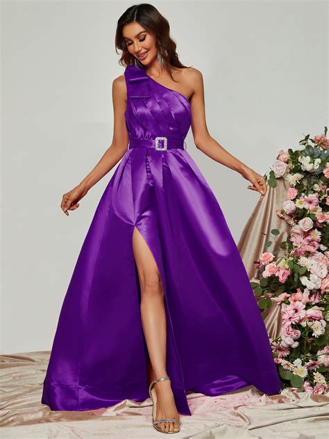 Elegant One Shoulder Sleeveless Satin A Line Dresses Faeriesty