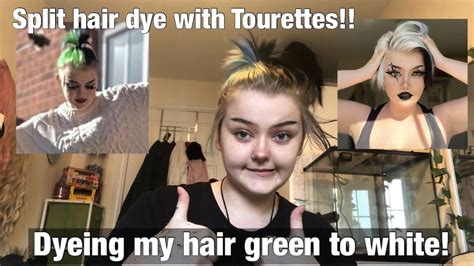 Dyeing My Hair GREEN To WHITE With Tourettes Split Hair Dye YouTube