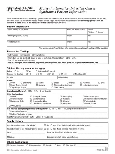 Fillable Online MCL Molecular Genetics Inherited Cancer Syndromes