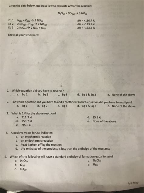 Solved Given The Data Below Use Hess Law To Calculate Ah