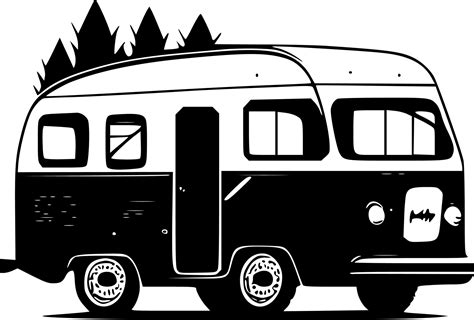 Camper Black And White Isolated Icon Vector Illustration 23542899