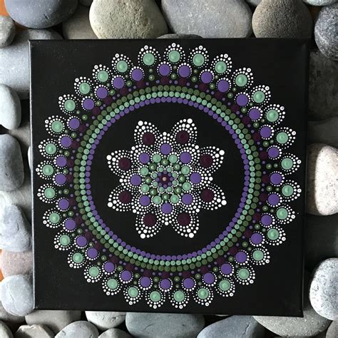 12 X 12 Hand Painted Mandala On Canvas Dot Painting Pintura De