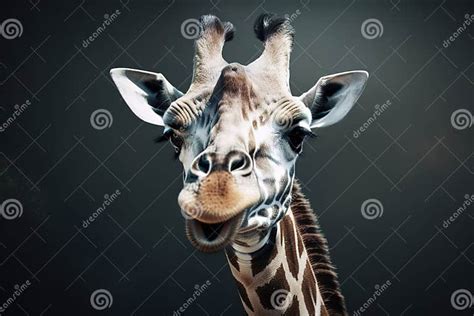 A Curious and Friendly Giraffe Sticking Out Its Long Tongue, Showing ...