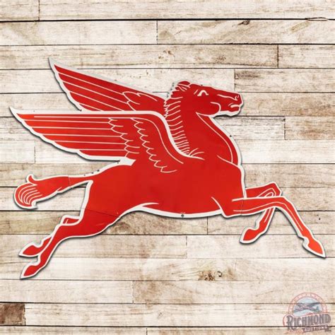 1955 Mobil Pegasus Right Facing SS Porcelain Cookie Cutter Sign Art