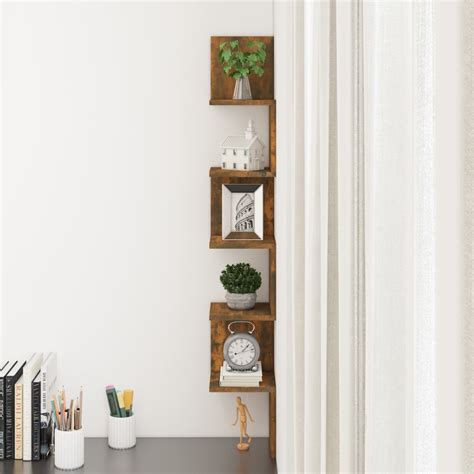 Vidaxl Mensola Muro Angolo Rovere Fumo X X Cm Legno Multistrato