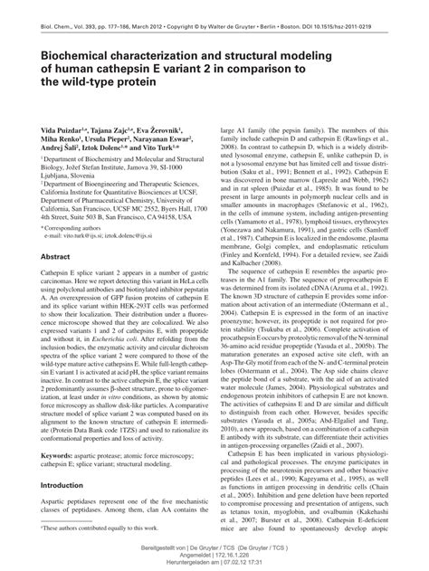 PDF Biochemical Characterization And Structural Modeling Of Human