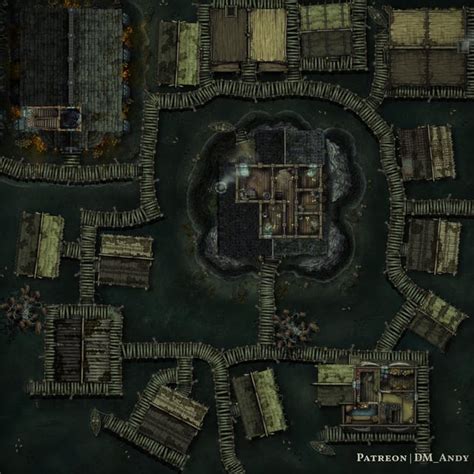 Swamp Village Battlemap 40x40 3 Maps Total R Grimhollow