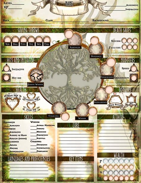 Form Fillable Druid Character Sheet Printable Forms Free Online