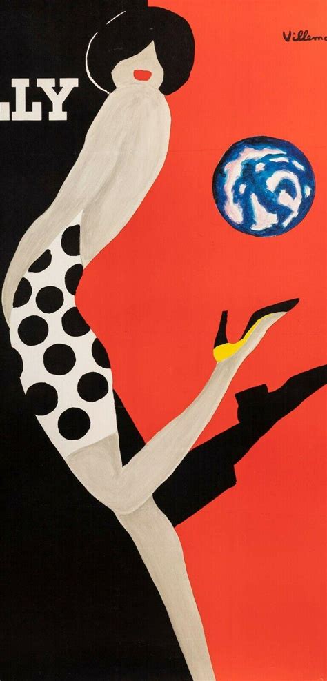 bernard villemot original vintage poster bally chaussures globe