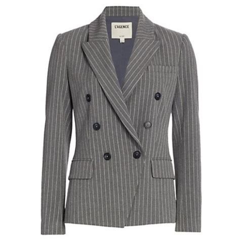 L Agence Jackets Coats Lagence Kenzie Pinstripe Double Breasted