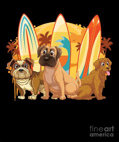 Dog Surfer Surf Funny Dog Surfing Sports Gift Digital Art by Thomas Larch