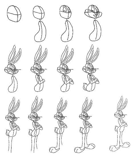 How To Draw Bugs Bunny Step By Step Tutorial Frida Pinterest