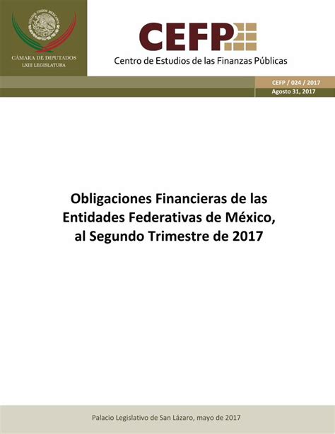 PDF Obligaciones Financieras De Las Entidades Federativas De