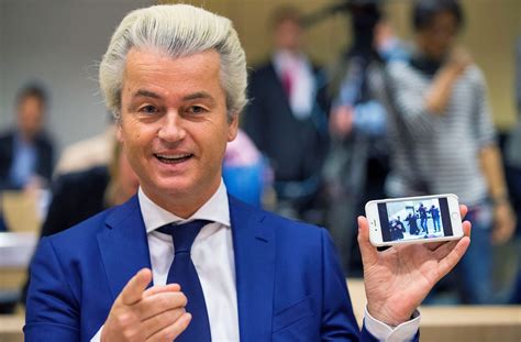 Dutch far-right Party for Freedom leader Geert Wilders shows the ...