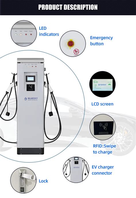 Bluesky 44kw Ac Ev Charger Car Charging Station Floor Mounted Pos Payment Ev Charger Type 2 With