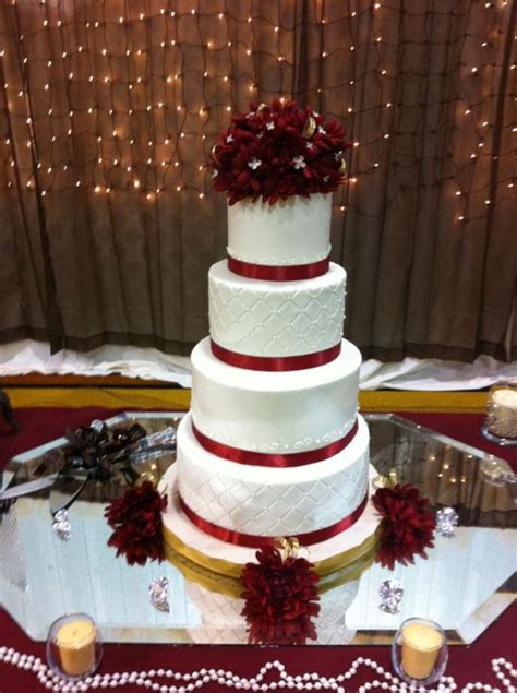 Maroon And White Wedding Cake - CakeCentral.com