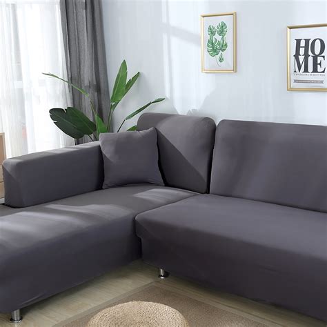 2pcs Stretch Elastic L Shape Sectional Corner Couch Slipcover Sofa