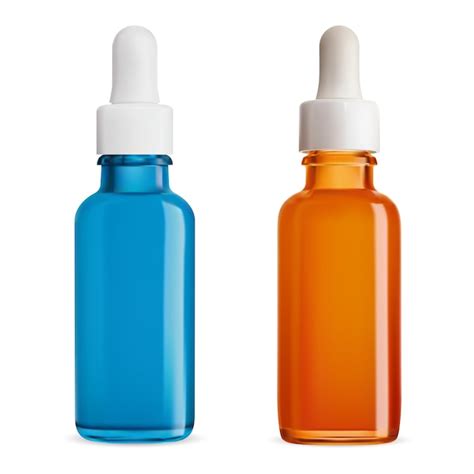 Premium Vector Dropper Bottle Blue Amber Glass Eye Drop Bottle Mockup