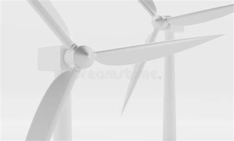 Wind Turbines Closeup Angle View Windmills With Long Vanes Isolated On