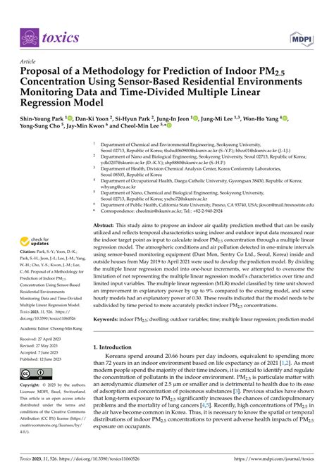 Pdf Proposal Of A Methodology For Prediction Of Indoor Pm