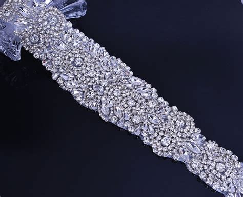 Silver Crystal Rhinestone Applique Diamante Appliques Sash Belt Diy