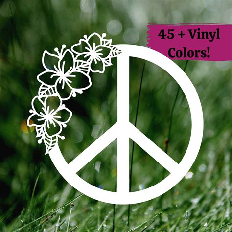 Floral Peace Sign Vinyl Car Decal Laptop Sticker Decal for - Etsy