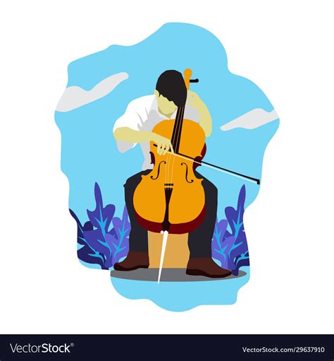 Cellist Man Playing Cello Royalty Free Vector Image