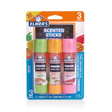 Elmers Giant Scented Glue Sticks Variety Pack 22 Gram 3 Count Dry