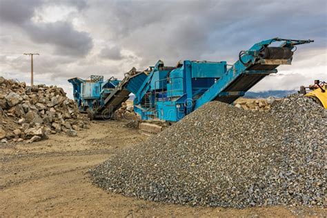 Gravel Stone Transformation Plant with Heavy Machinery Stock Photo ...