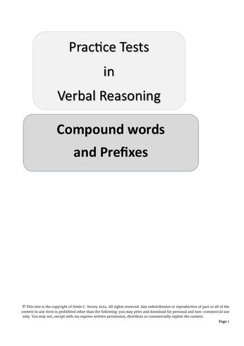 Verbal Reasoning Compound Words And Prefixes Teaching Resources