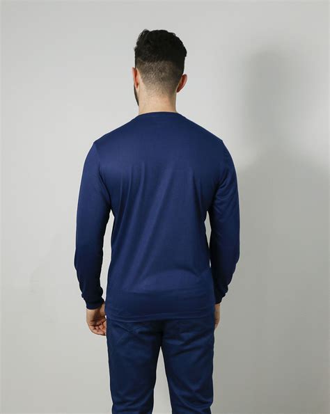 Camiseta Azul Marinho Manga Longa Masculina Pv Lasfer Store Moda