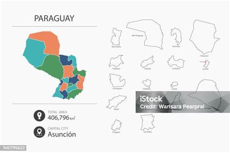 詳細な国の地図とパラグアイの地図都市総面積首都のマップ要素 アイコンのベクターアート素材や画像を多数ご用意 アイコン アイデア