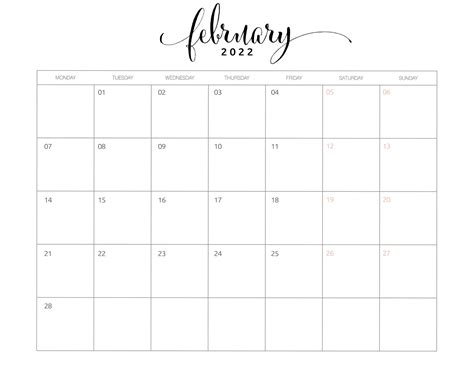 2022 Calendar Free Printable Monday Start - World of Printables | Free ...