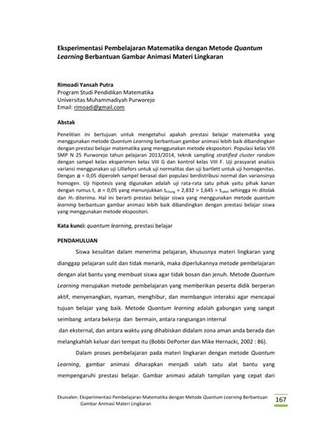 Eksperimentasi Pembelajaran Matematika