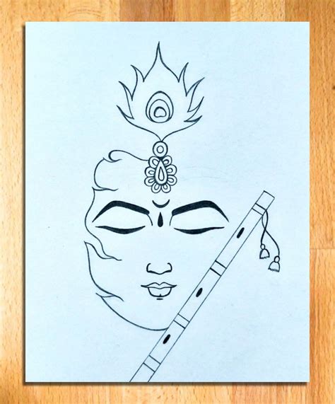 Lord Shree Krishna Drawing for Beginners | Lord Krishna Thakur Drawing ...