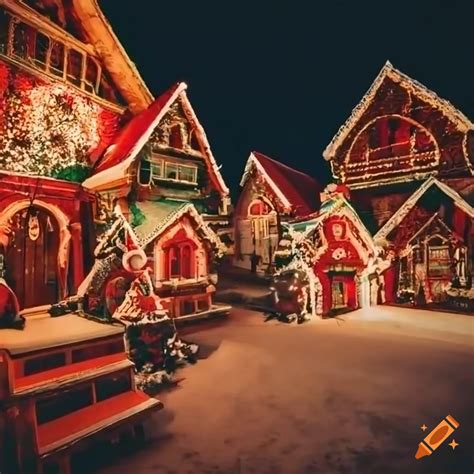 View Of Santa S Workshop At Night On Craiyon