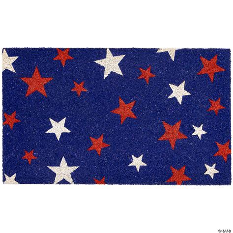 Blue Coir Red And White Stars Americana Outdoor Doormat X