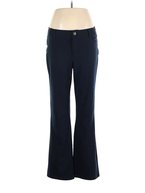 Simply Vera Vera Wang Solid Navy Blue Casual Pants Size L 50 Off