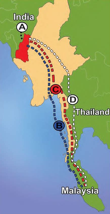 Map with routes commonly taken by Chin out of Myanmar Route A: Chin ...