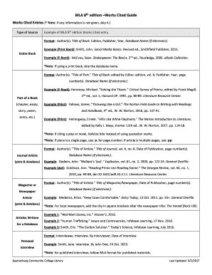 Fillable Online MLA 8th Edition Works Cited Guide Fax Email Print