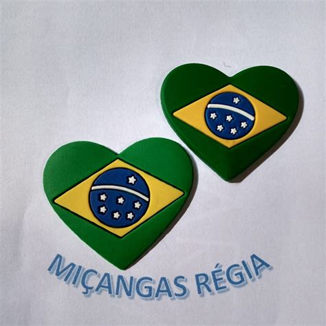 Aplique Bandeira Brasil Coração Emborrachado 4cm Elo7