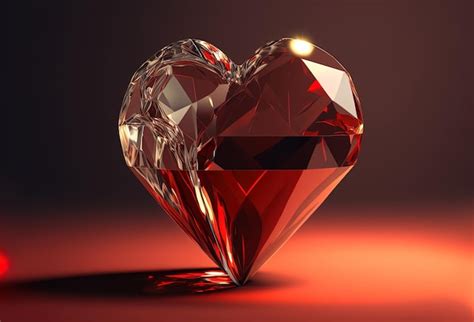 Premium Photo Crystal Clear Heart On A Red Background Luxurious