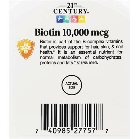 21st Century Biotin 10000 Mcg 120 Tablets Hargraves Online Healthcare