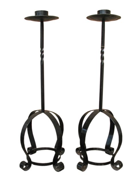 Antique Wrought Iron Candle Holders FF349 - joenevo