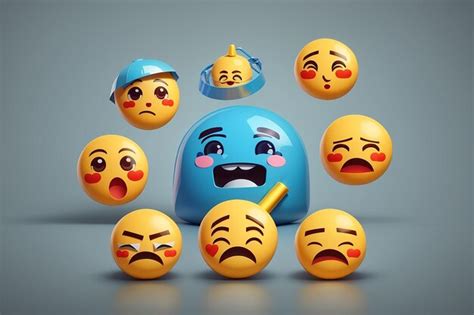 Conjunto De Emoticones Emoji Con Estado De Nimo Triste Y Feliz Foto